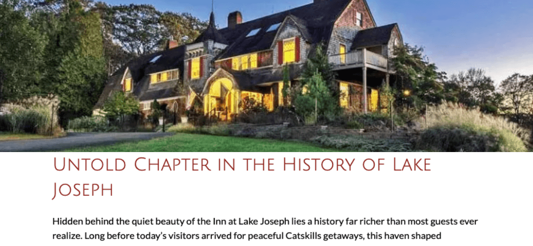 A charming inn at Lake Joseph surrounded by lush greenery and a serene atmosphere.